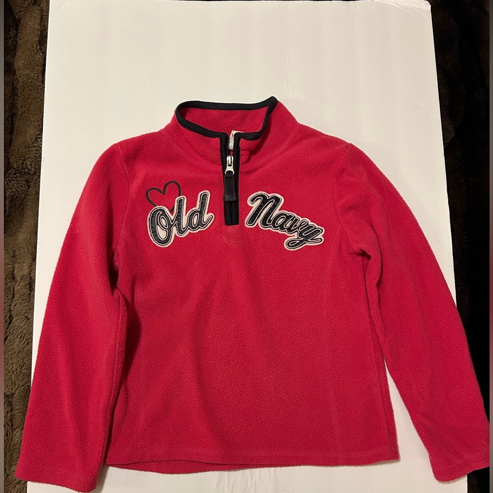 Old Navy girls size xs Pull over quarter zipper long sleeve fleece pink black